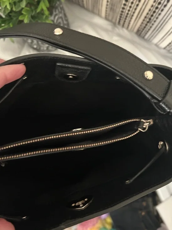 kate spade Marti Black & Cream Check Canvas bucket Bag - Picture 9 of 14